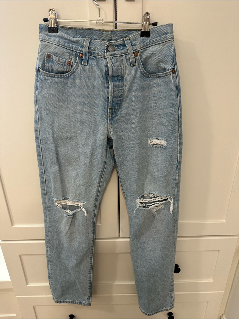 Levi's Light Blue Relaxed Fit Distressed Jeans